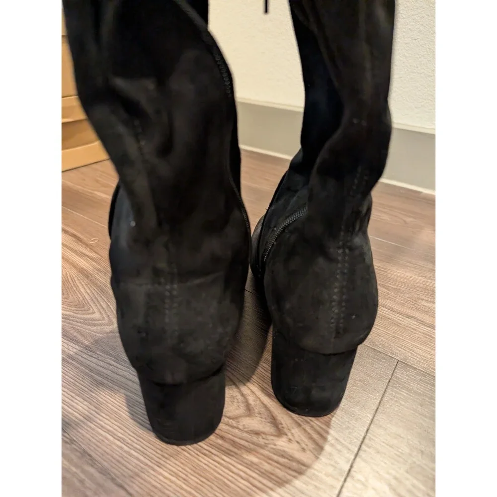 Sugar Women Shoes 6M Ollie‎ Over The Knee Pull On Black Boots Faux Suede